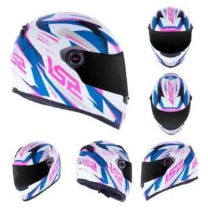 CAPACETE LS2 FF358 DRAZE BRANCO ROSA E AZUL
